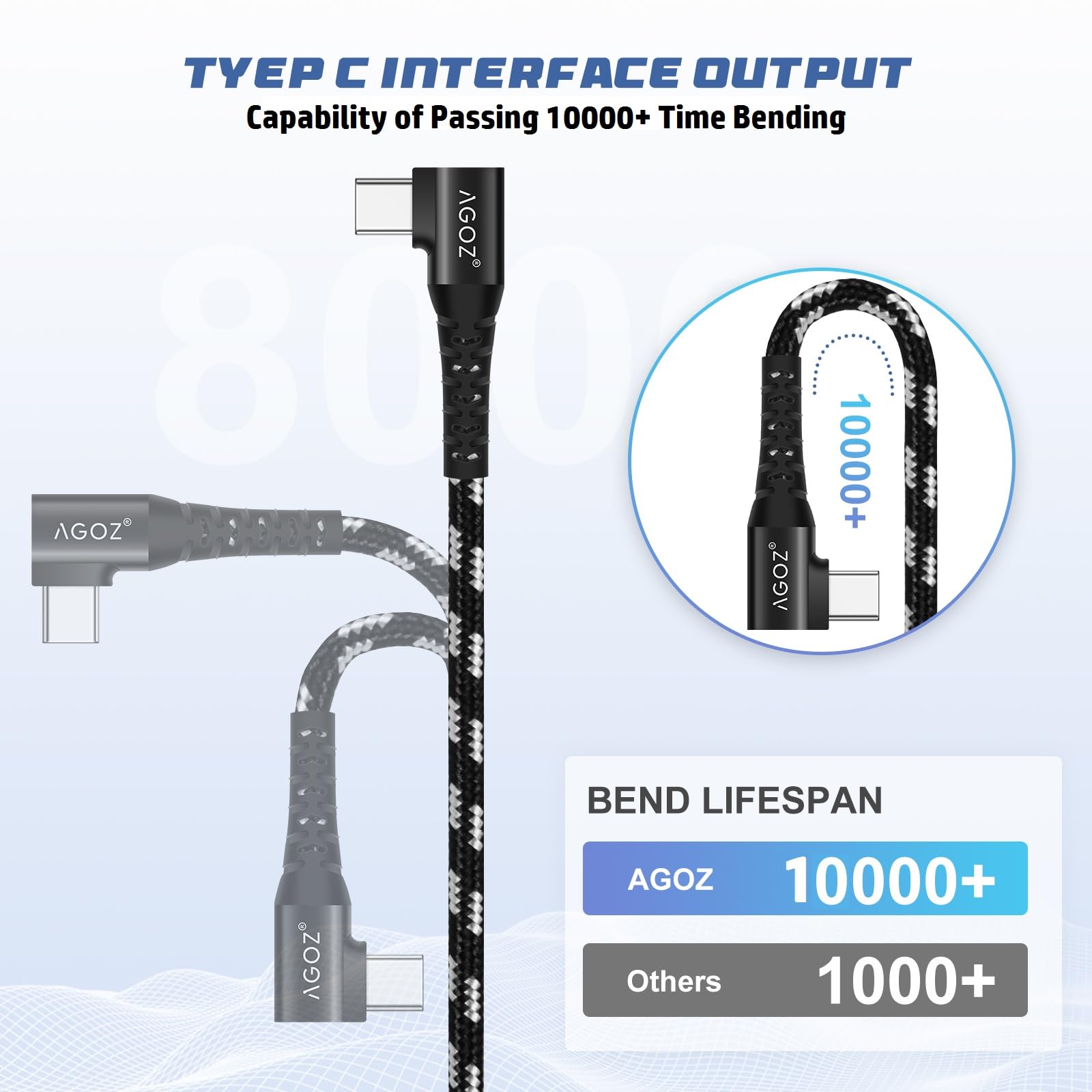 Agoz 4Ft Usb C Fast Charger 90 Degree Right Angle Elbow Cable Compatible With Samsung Galaxy Note 10, S23 S22 S21 S20 S10 S10E A